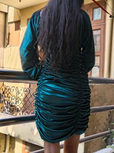 Teal Ruched Party Dress