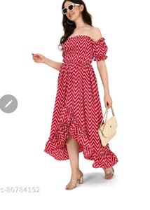 Chic Red &amp; White Zigzag Print Kurta