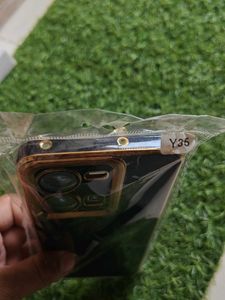 vivo y35 Stylish Black Phone Case with Gold Trim