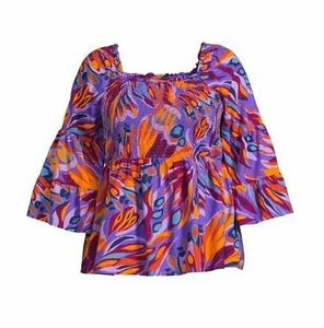 Boho Smocked Print Blouse