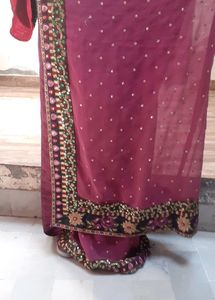 Beautiful Wine Sequence Saree