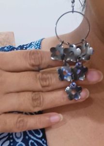 Floral Dangle Hoop Earrings