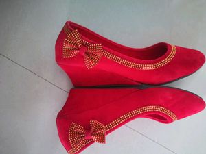 Red Ballet heels with Embellishments