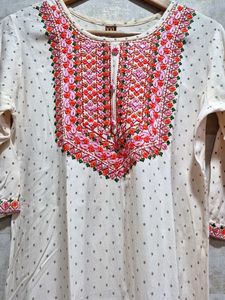 Embroidered Dotted Kurta