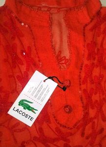 Red Embroidered Kurta
