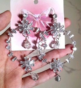 Stunning Crystal Snowflake Hoop Earrings