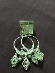 Silver Jhumka Hoop Earrings