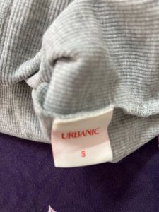 Grey Cropped Collared Button-Up Top