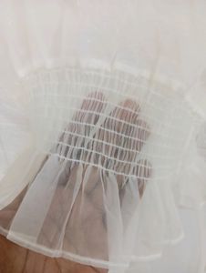 Sheer Puff Sleeve Square Neck Top