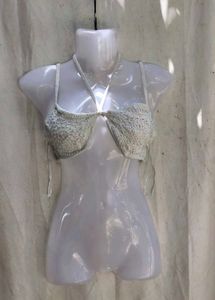 I. Crochet Halter Bikini Top