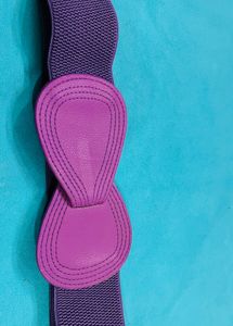 Purple Elastic Belt with Faux Leather Accent