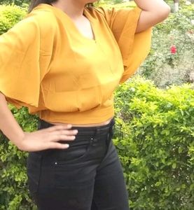 Harpa Mustard Yellow Crop Top