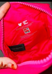 Hot Pink YSL Heart Pouch with Bow