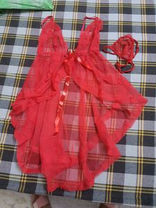 baby doll nighty with thong panty set free size