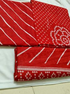 Red Bandhani Dress Material