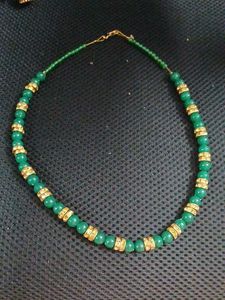 Elegant Green Beaded Necklace & Earring Set