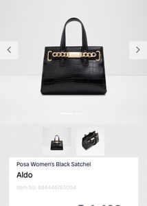 ALDO POSA Women’s Black Satchel