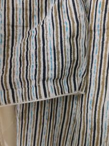 Striped Kurta Set with Embellished Neckline
