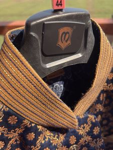 Men's Navy Brocade Shervani