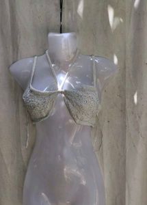 I. Crochet Halter Bikini Top