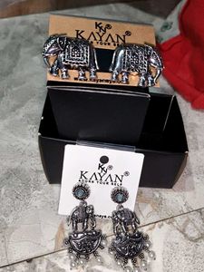 Kayan Oxidized Elephant Jhumka Earrings