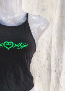 Edgy Black &amp; Green Tribal Heart Cami