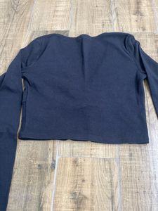Deep Neck Charcoal Black Top