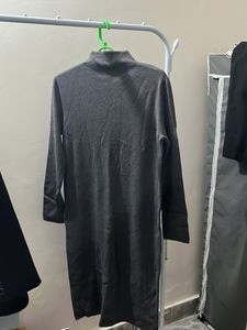 Charcoal Mock Neck Long Sleeve Dress