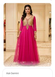 Elegant Pink & Gold Anarkali Dress