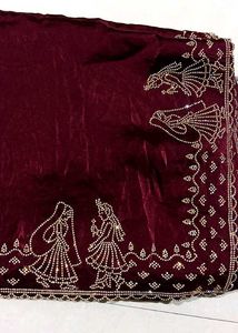 Maroon bridal Saree with Embellishments