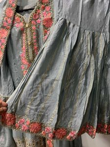 Grey Silk Garara Suit