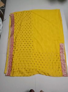 Vibrant Yellow Embroidered Saree