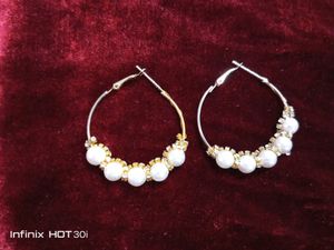 Elegant Pearl &amp; Crystal Hoop Earrings