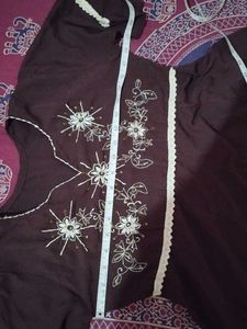 Brown Embroidered Kurta