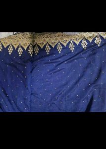 Elegant Blue Saree with Golden Border