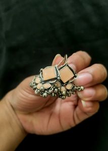 Stylish Peach Stone Earrings