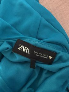 Zara Cowl Neck Blue Maxi Dres