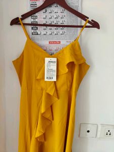 Elegant Yellow Ruffle Maxi Dress