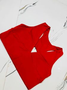 Red Sports top with Cut-out Detail