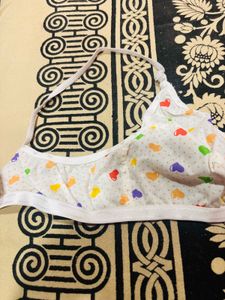 Cute Heart Print Cotton Bra