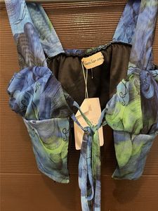 Abstract Print Sheer Crop Top