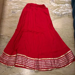 Red Ethnic Blouse with lehenga skirt