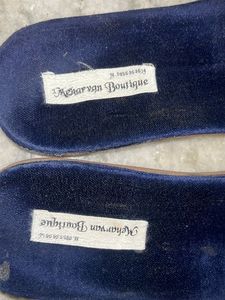 Chic Blue Velvet Bow Slides