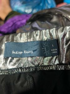 flared silver pants