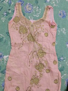Embellished Pink Sleeveless Blouse