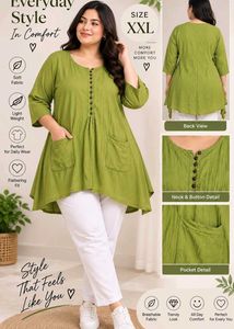 Green Kurta Tunic with Pockets