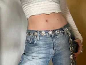 silver pattern waist belt☆