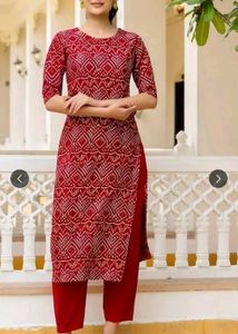 Stylish Redish maroon Bandhani Kurta Set