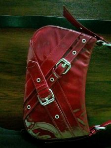 Red  Burgundy Buckled Shoulder Bag
