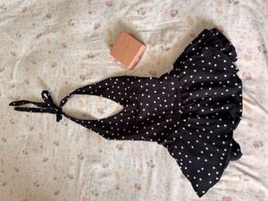 Black Polka Dot halter top